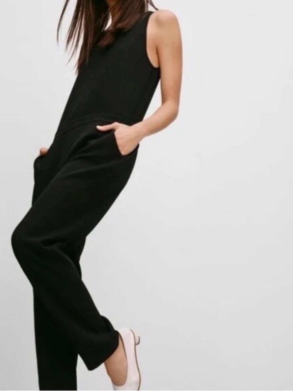 Babaton Black Sleeveless Jumpsuit with Pockets